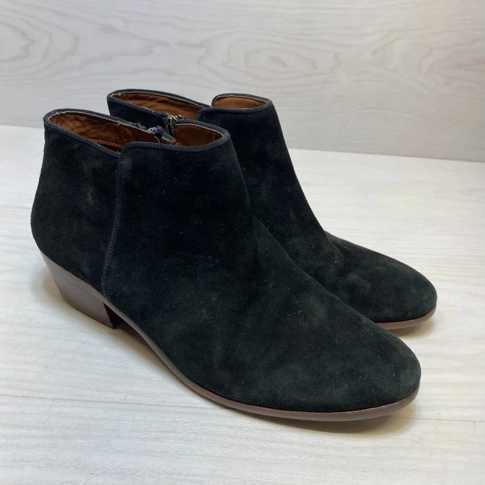 Sam Edelman Petty‎ Ankle Booties Womens Size 9M Black Suede Leather Side Zipper